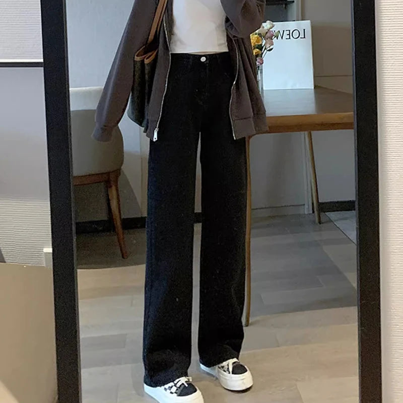 Jeans Donna Vintage Gamba Larga  Vita Alta