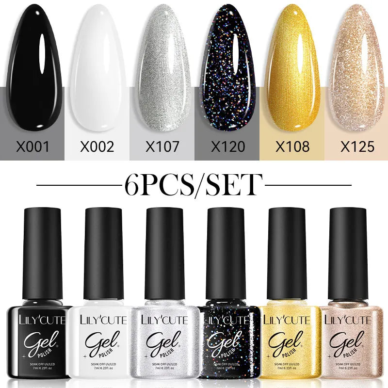 LILYCUTE 6Pcs/set 7ml Series Gel Smalto 125 Colori disponibili
