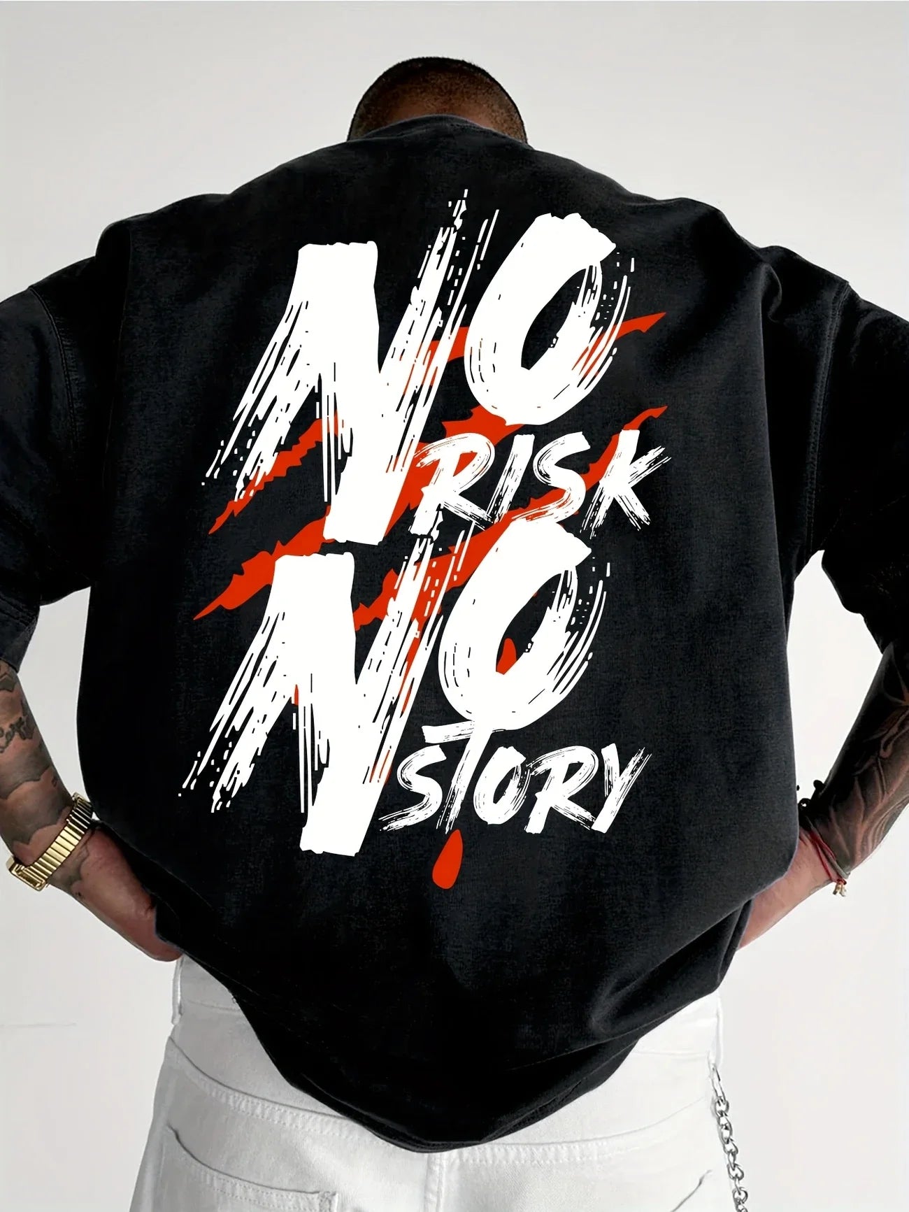 T-shirt casual da uomo con motivo Streetwear in puro cotone