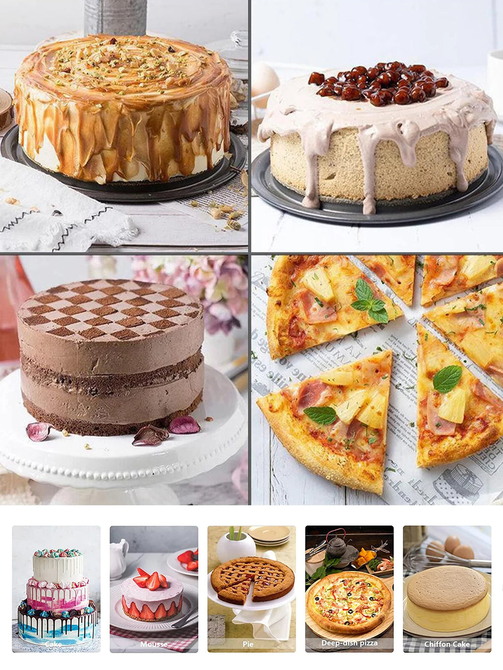 1/3PCS Set di teglie per torta, teglie rotonde antiaderente a molla per torte