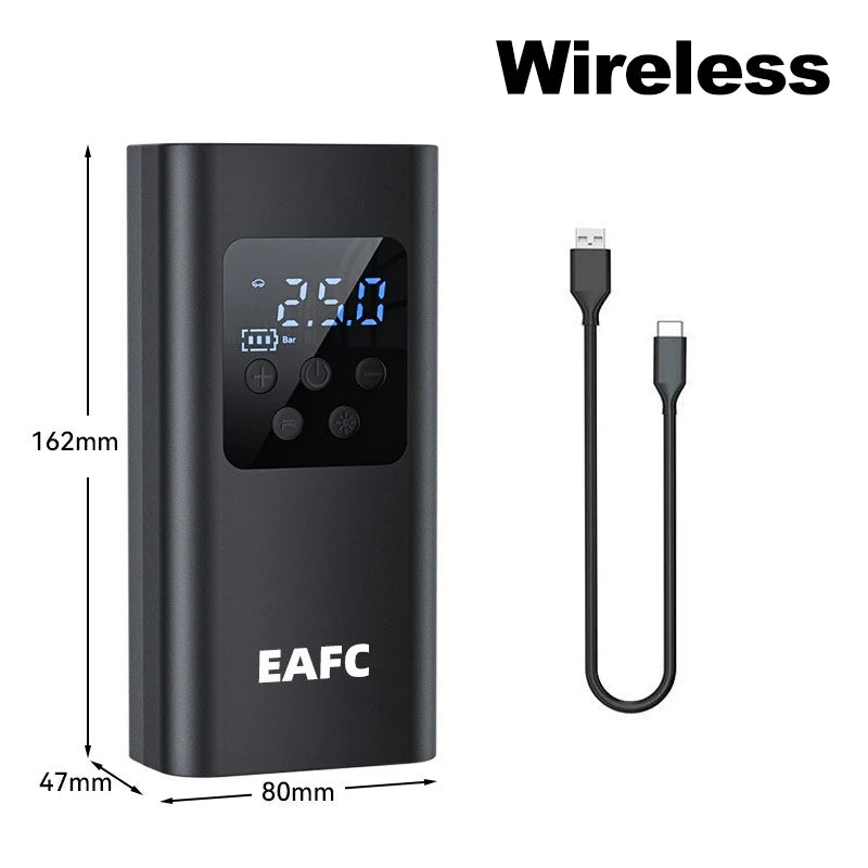 Gonfiatore per pneumatici elettrico senza fili/cablato Display digitale LCD Gonfiatore per pneumatici portatile con luce LED