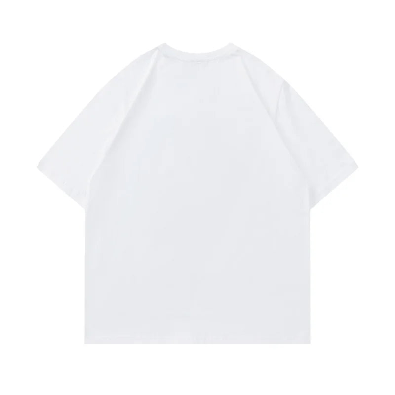 T-shirt casual da uomo con motivo Streetwear in puro cotone