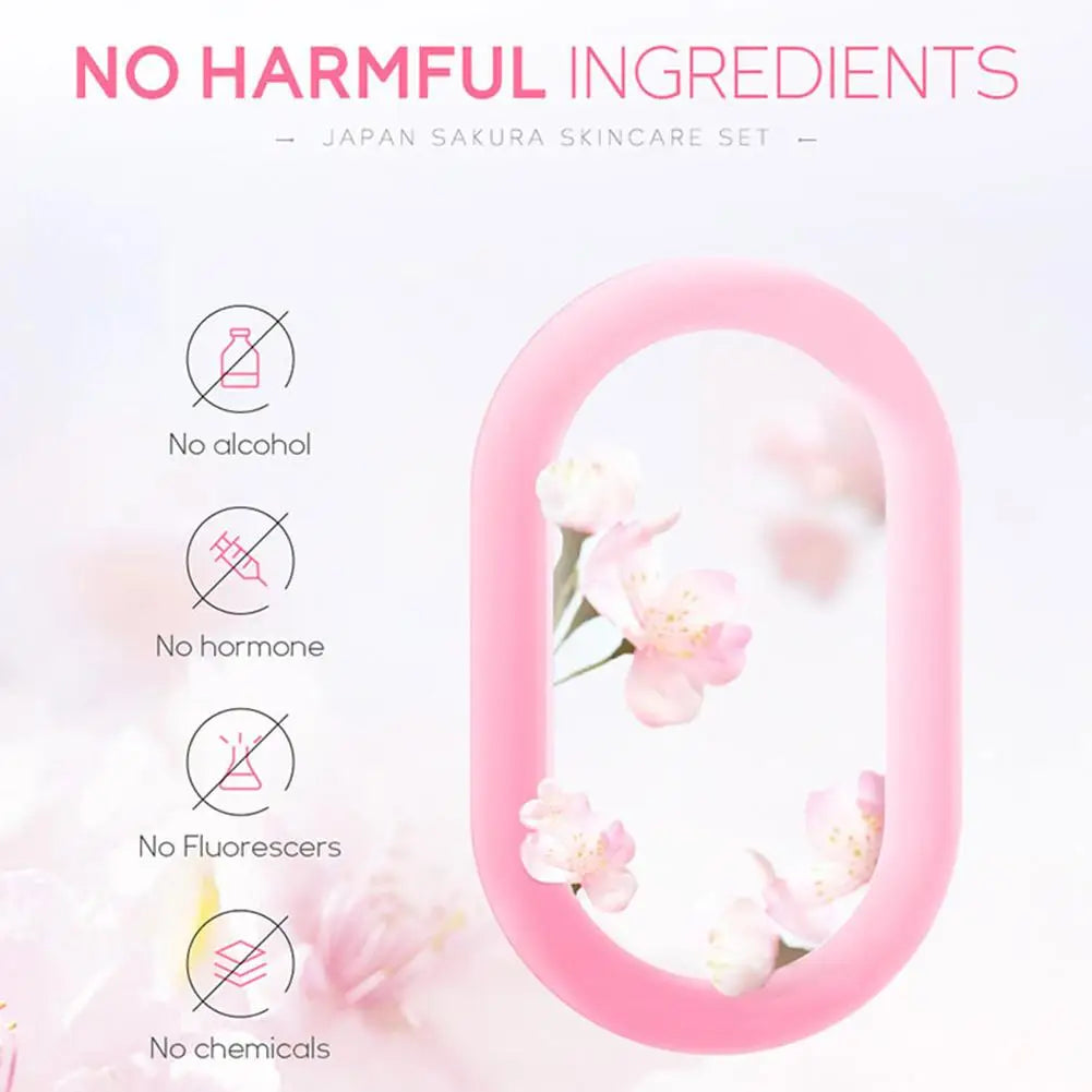 Set 3/5 Sakura Skin Care Crema Viso, Siero Toner, Detergente Viso, Protezione Solare, Crema Occhi, Confezione Regalo