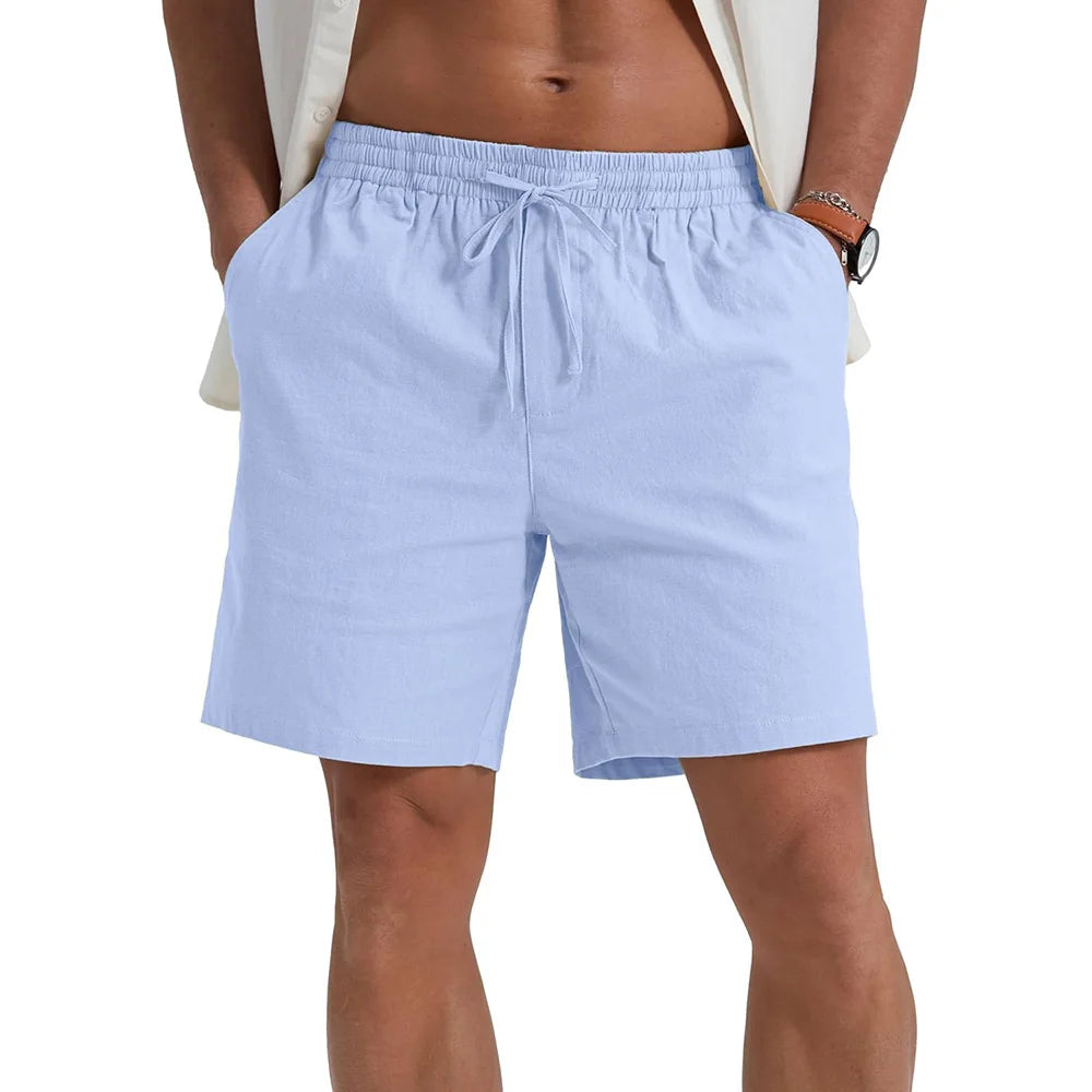 Pantaloncini da uomo corti casual leggeri traspiranti Cotone Lino