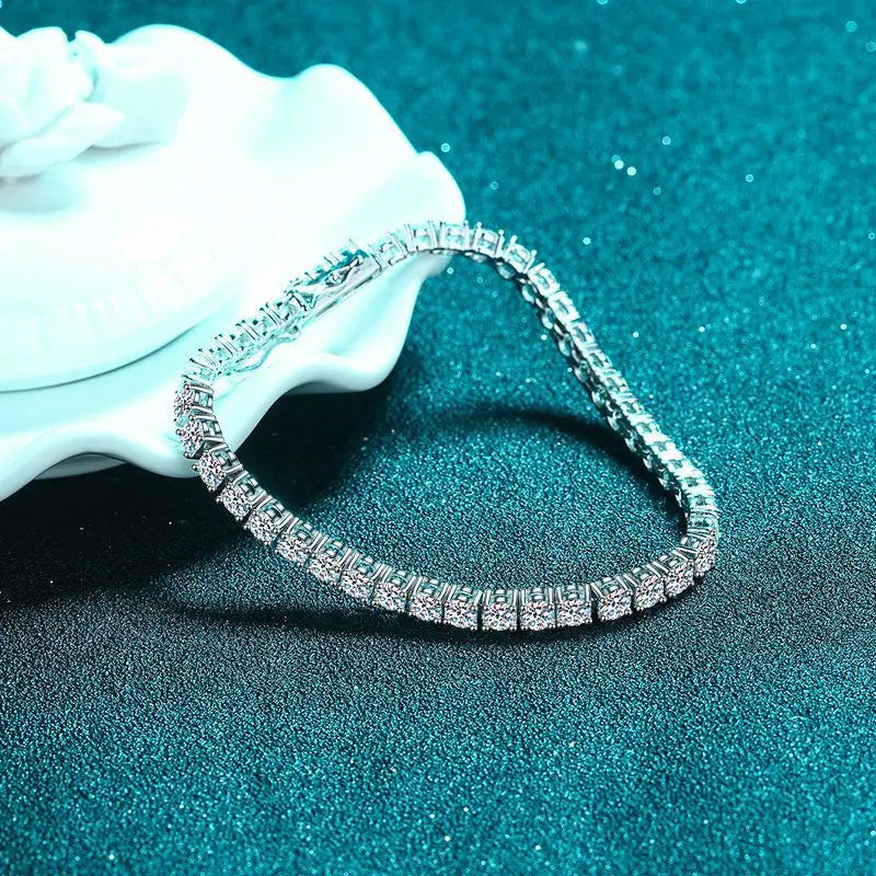 Real 100% Silver 925 2-3mm Tennis Braccialetto Unisex in due modelli Con Moissanite o in Zirconi
