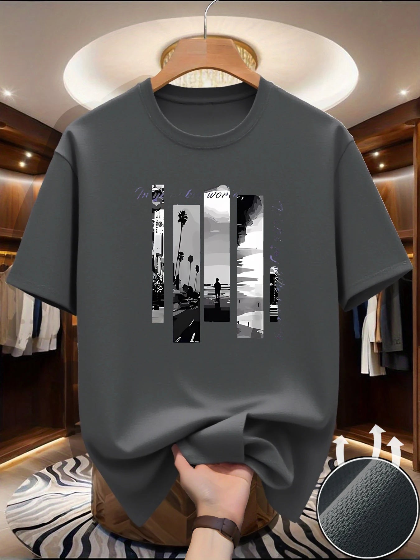 T-shirt estiva da uomo - Comoda, sportiva, ampia, alla moda con stampa scenica