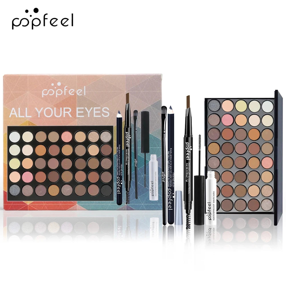 Set MAKE UP POPFEEL, palette di ombretti, eyeliner, mascara, matita per sopracciglia, scatola del set di strumenti per il trucco