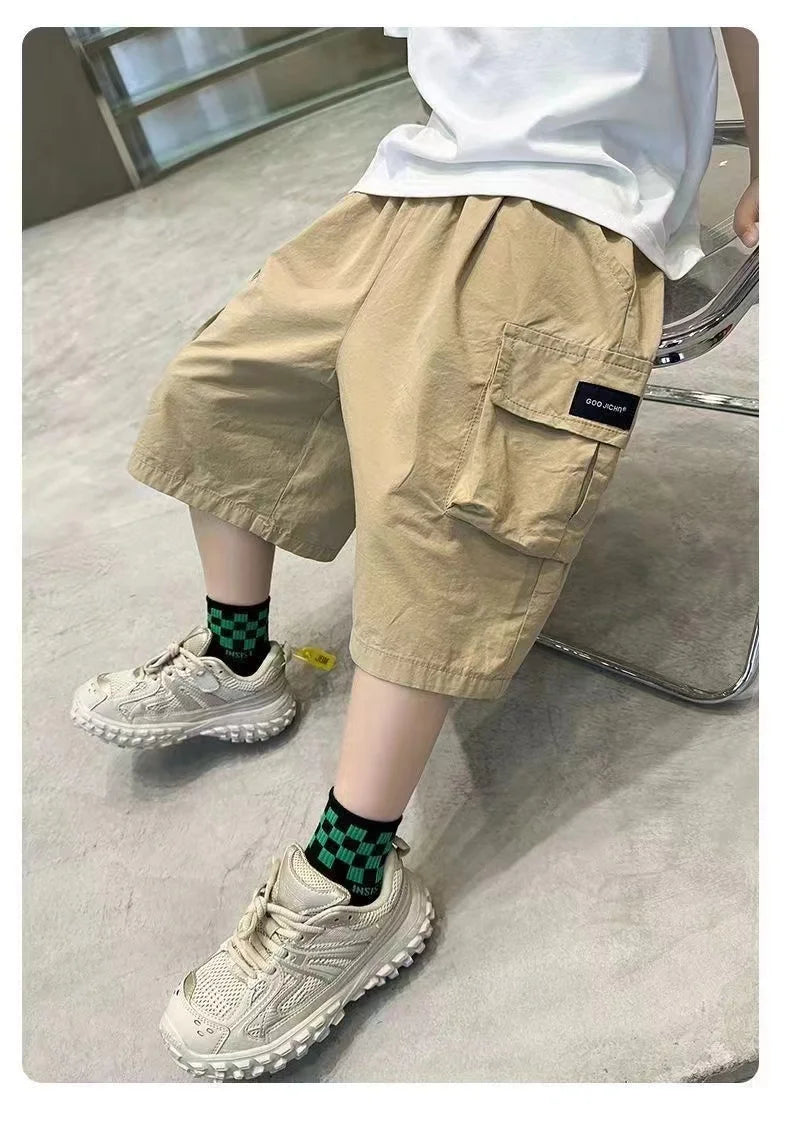3-14 anni moda estate ragazzi pantaloncini cotone grande tasca