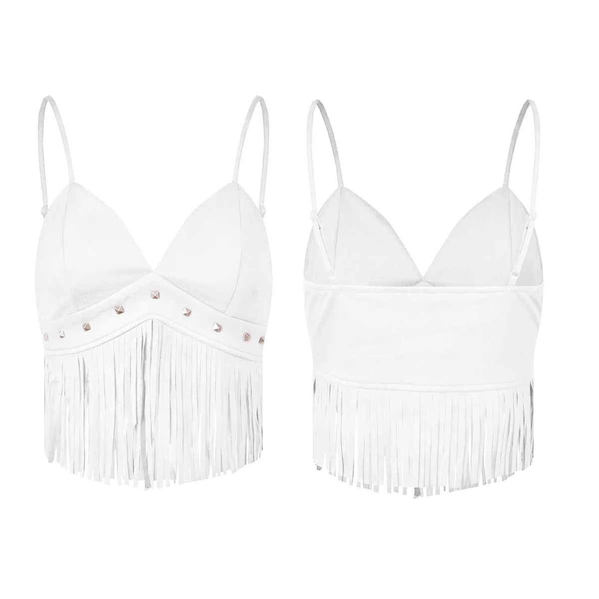 Corsetto con nappe estive da donna Top Retro Cowboy Elegante senza maniche con scollo a V