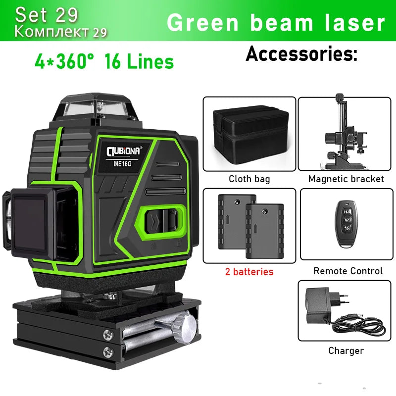 🇪🇸CLUBIONA 16/12 Laser autolivellante 3x360 Green beam Line Laser Level