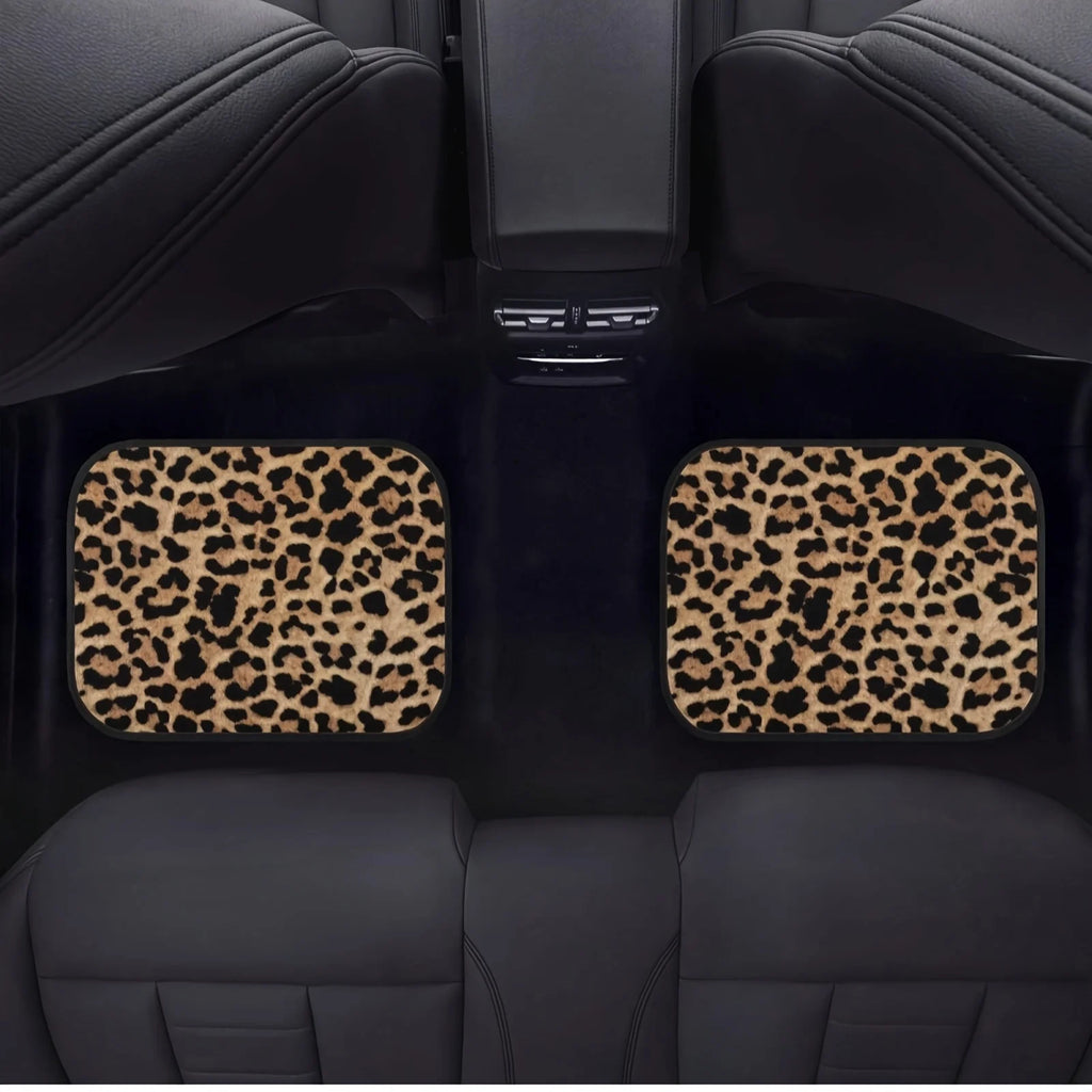 Set di tappetini per auto con stampa leopardata, dimensioni universali per tutte le stagioni per sedili anteriori e posteriori