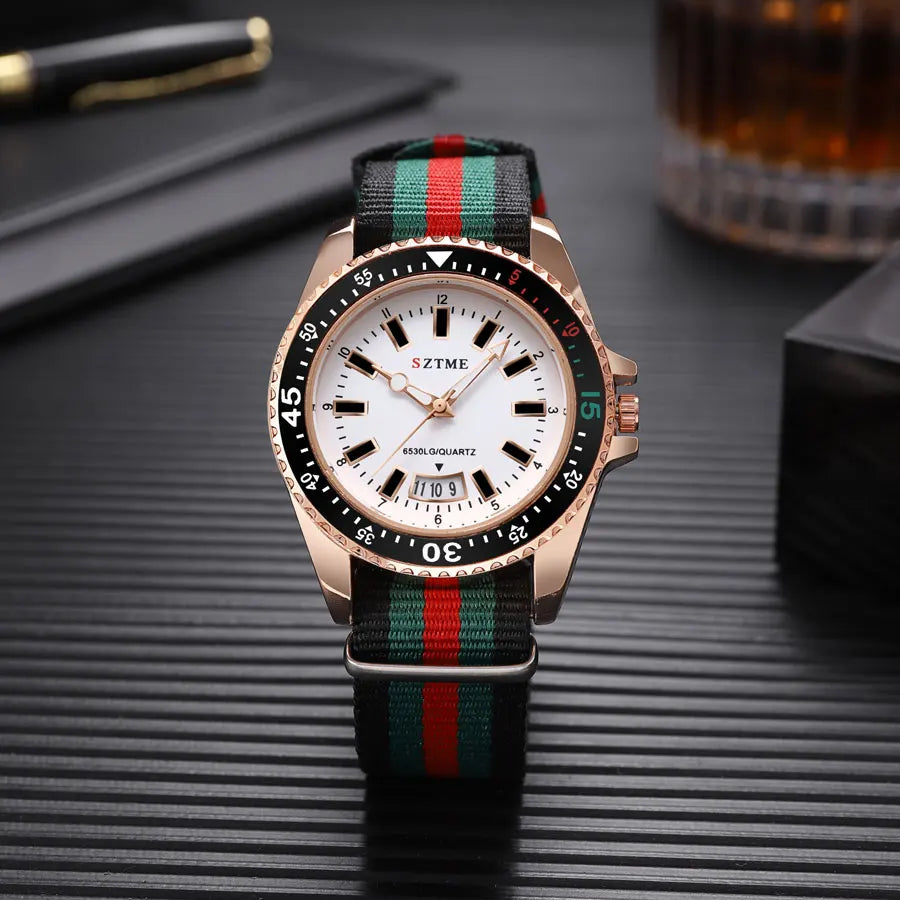 Orologio da uomo alla moda con cinturino in nylon, orologio al quarzo leggero