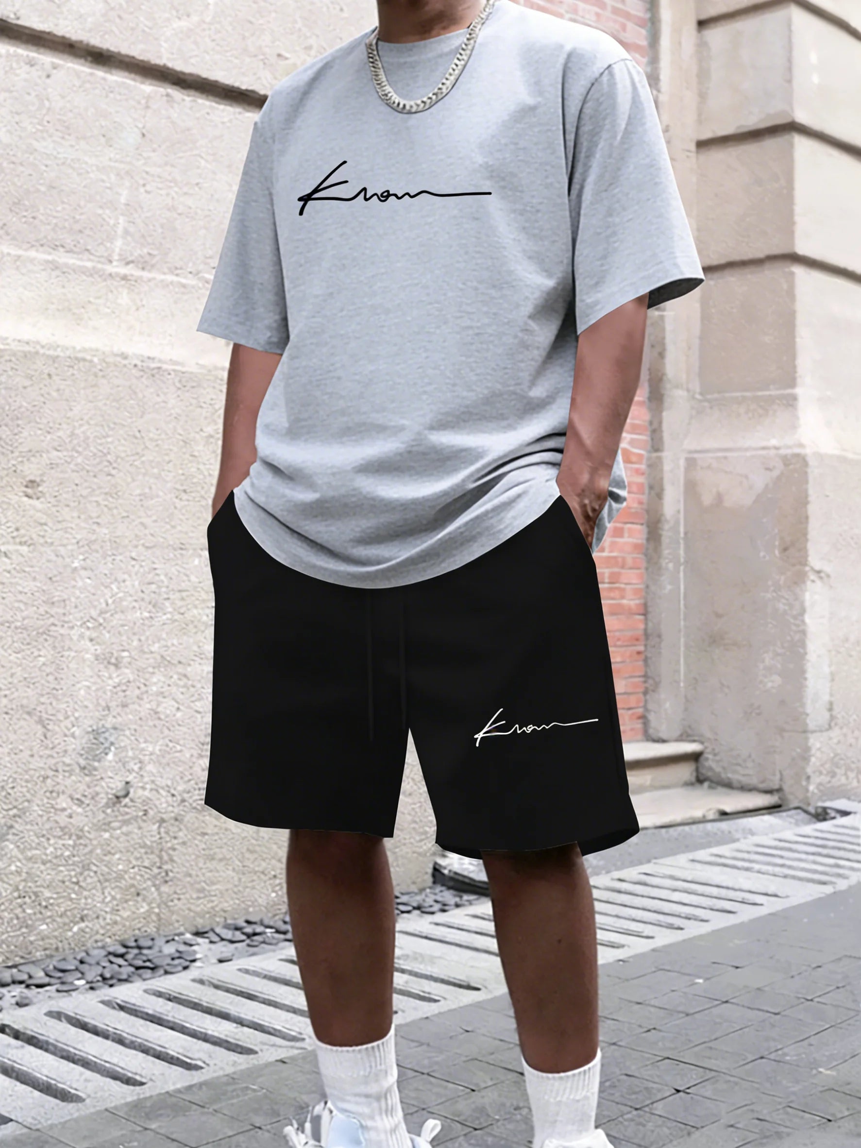 Set da uomo a maniche corte e pantaloncini 100% cotone