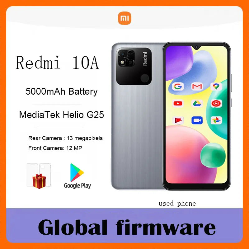 Firmware globale Xiaomi Redmi 10A Smartphone 6.53’ Display HD Helio G25 Octa Core 13MP 5000mAh