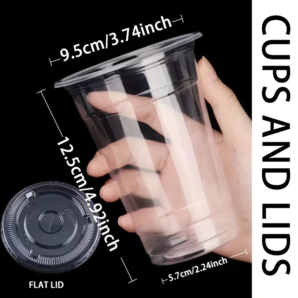 Bicchieri Cocktail di plastica con coperchi Set da 50 pz (500ml-350ml)