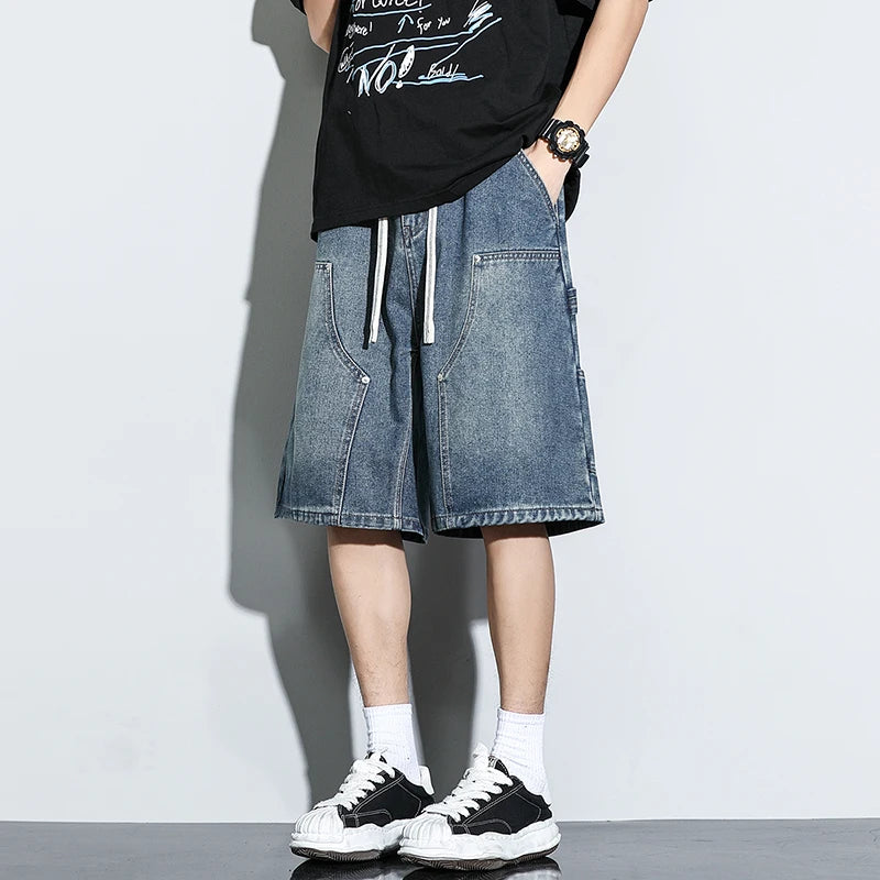 Pantaloncini di jeans da uomo larghi estivi Vintage Hip-hop Cargo Y2K