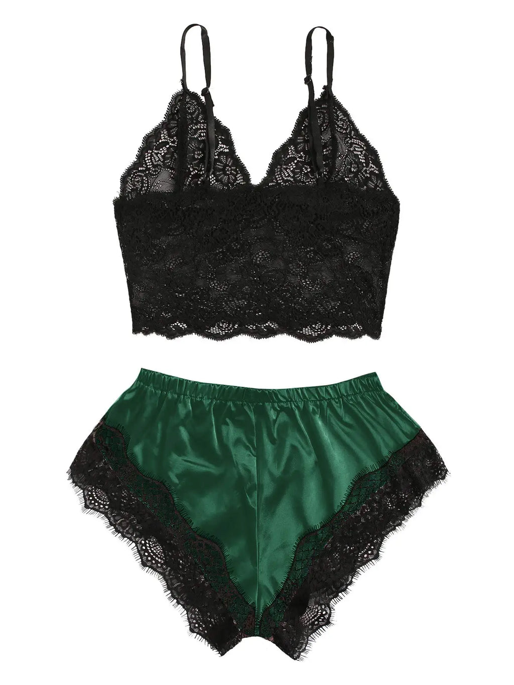 Set di pigiama in pizzo sexy da donna 2 pezzi Top