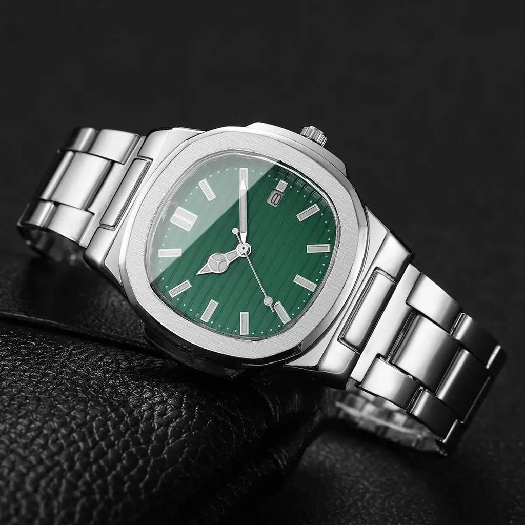 Orologi da uomo di lusso Moda Quadrante quadrato Cinturino in acciaio inossidabile Orologio al quarzo senza scatola
