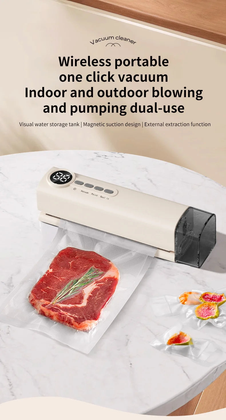 Sigillante sottovuoto wireless portatile multifunzionale potente aspirazione Macchina automatica per sigillare il cibo Sigillante per sacchetti per alimenti ricaricabile USB
