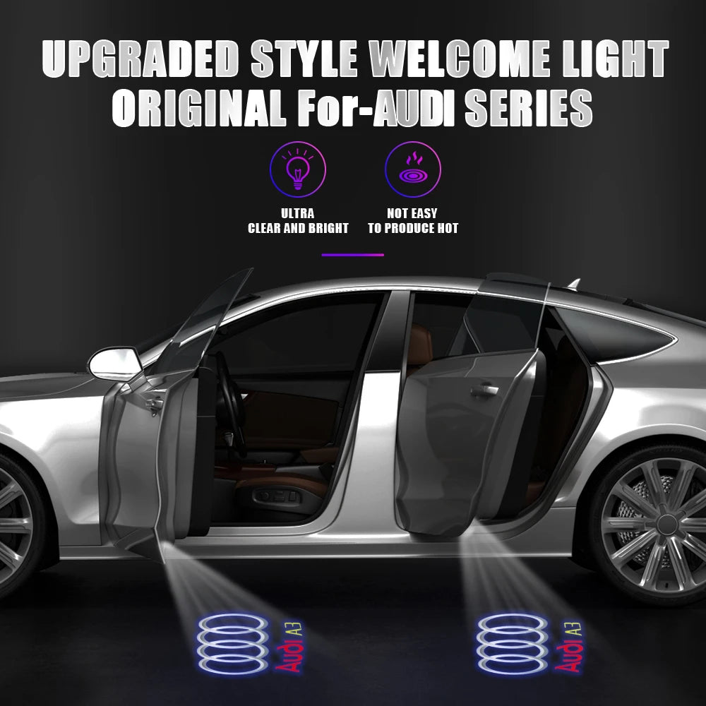 Per Audi Sline S3 S4 S5 S6 S7 RS Q7 Q5 Q3 A4 B8 8P A3 A6 C7 A5 A6L Quattro Auto Logo Porta LED Lampada di benvenuto Laser Proiettore Luce