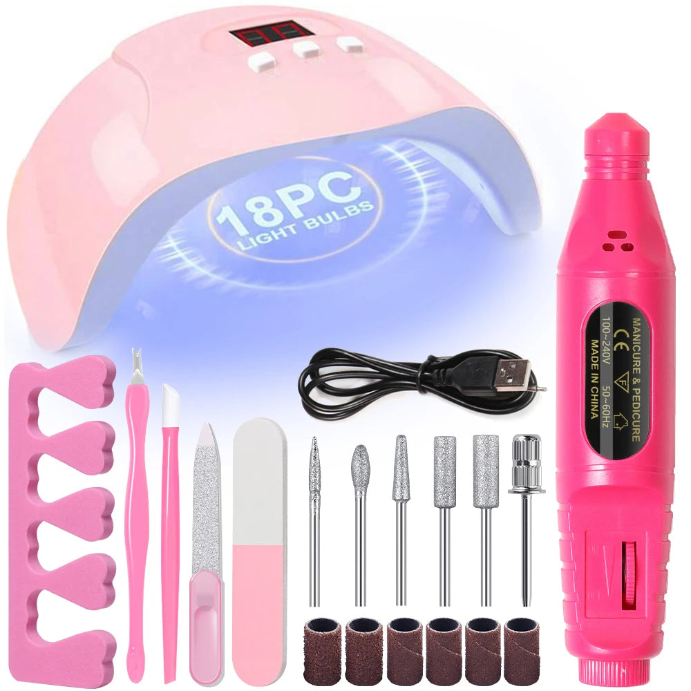 YIKOOLIN UV LED Lampada Set di strumenti professionali per unghie con 20000RPM