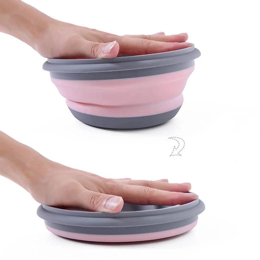 Set di ciotole pieghevoli portatili per il pranzo in silicone 3 pezzi  con coperchio