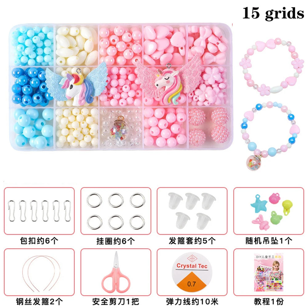 500 pezzi fai da te fatto a mano con perline per bambini creativo kit braccialetti collana gioielli