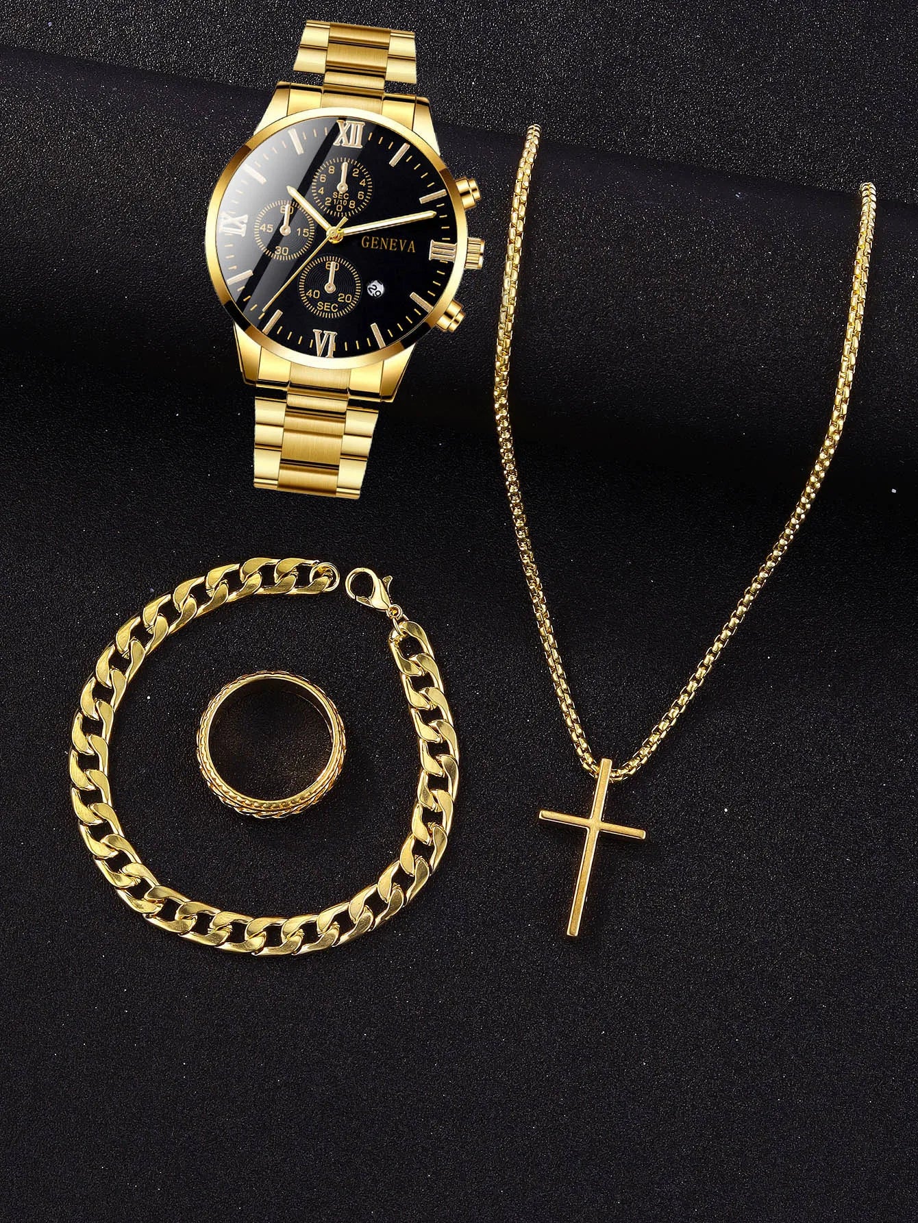 Orologio in lega d’oro romano set completo da uomo