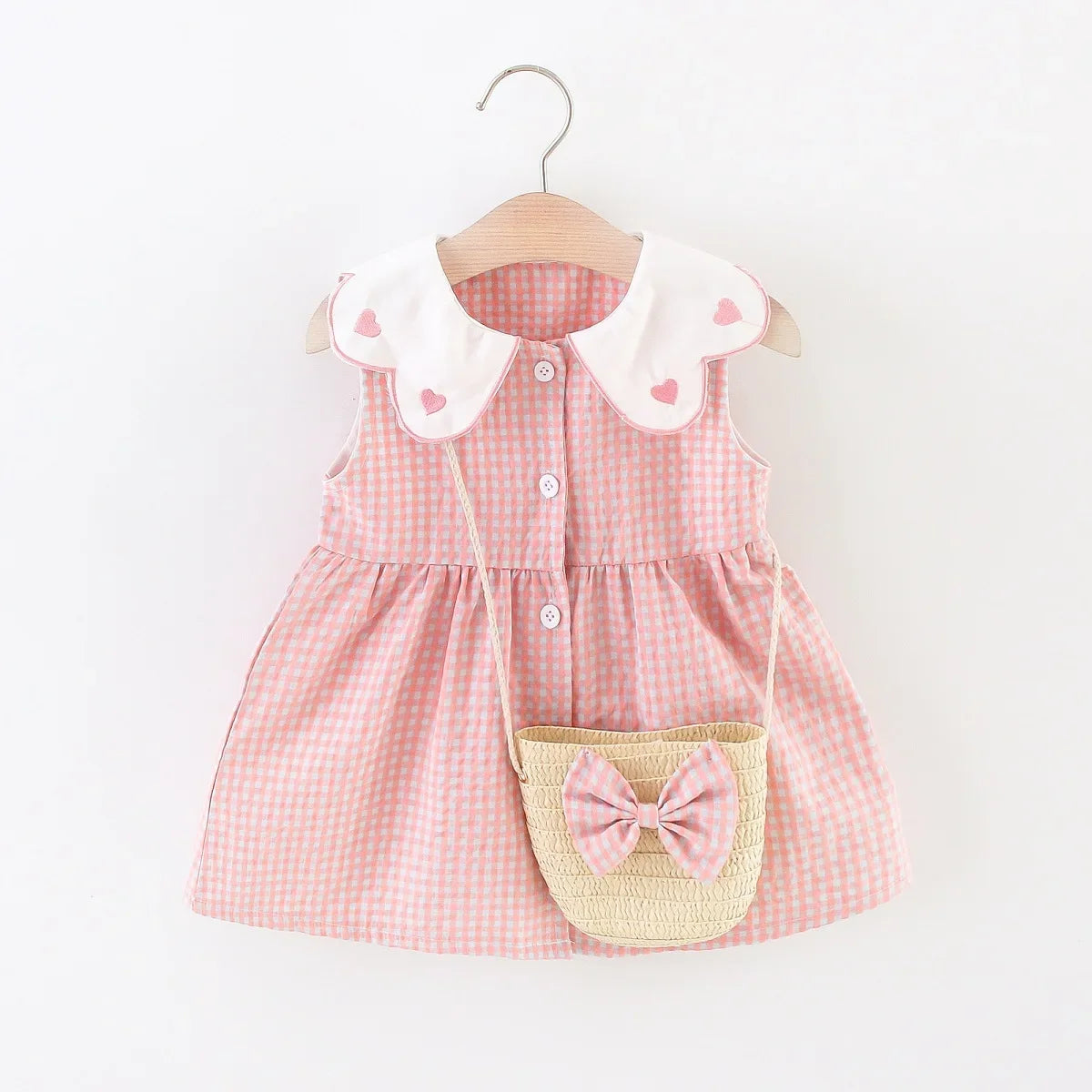 2 Pz Set Abito per bambina con ribavero ricamato