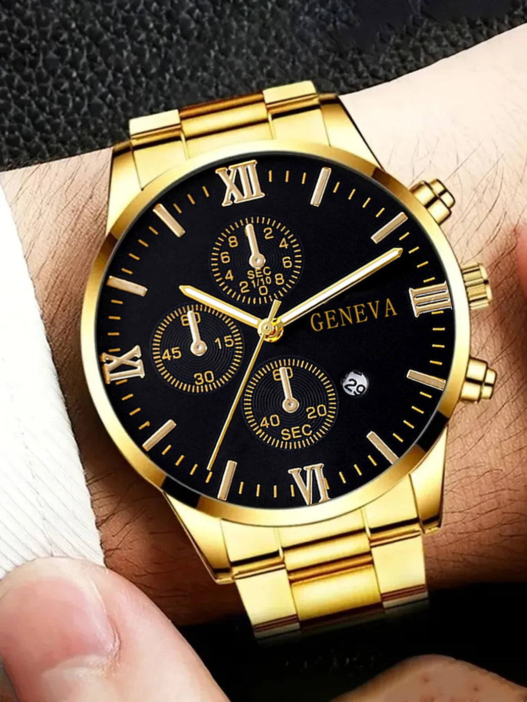 Orologio in lega d’oro romano set completo da uomo