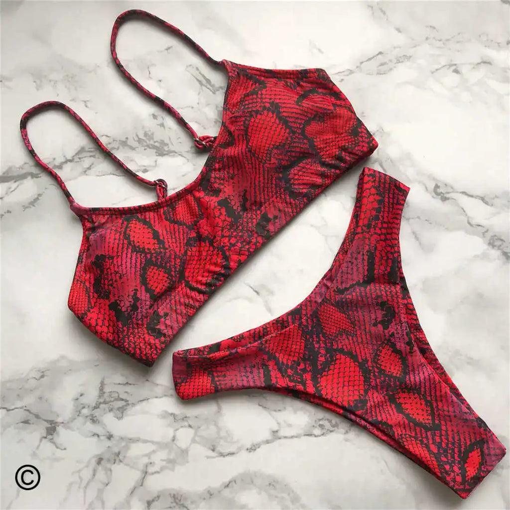 Set Costume leopardato da bagno brasiliana Donna