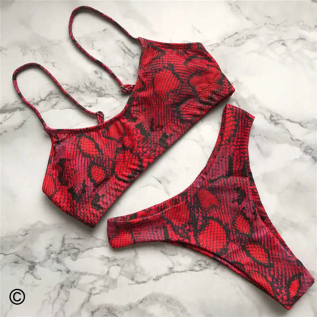 Set Costume leopardato da bagno brasiliana Donna
