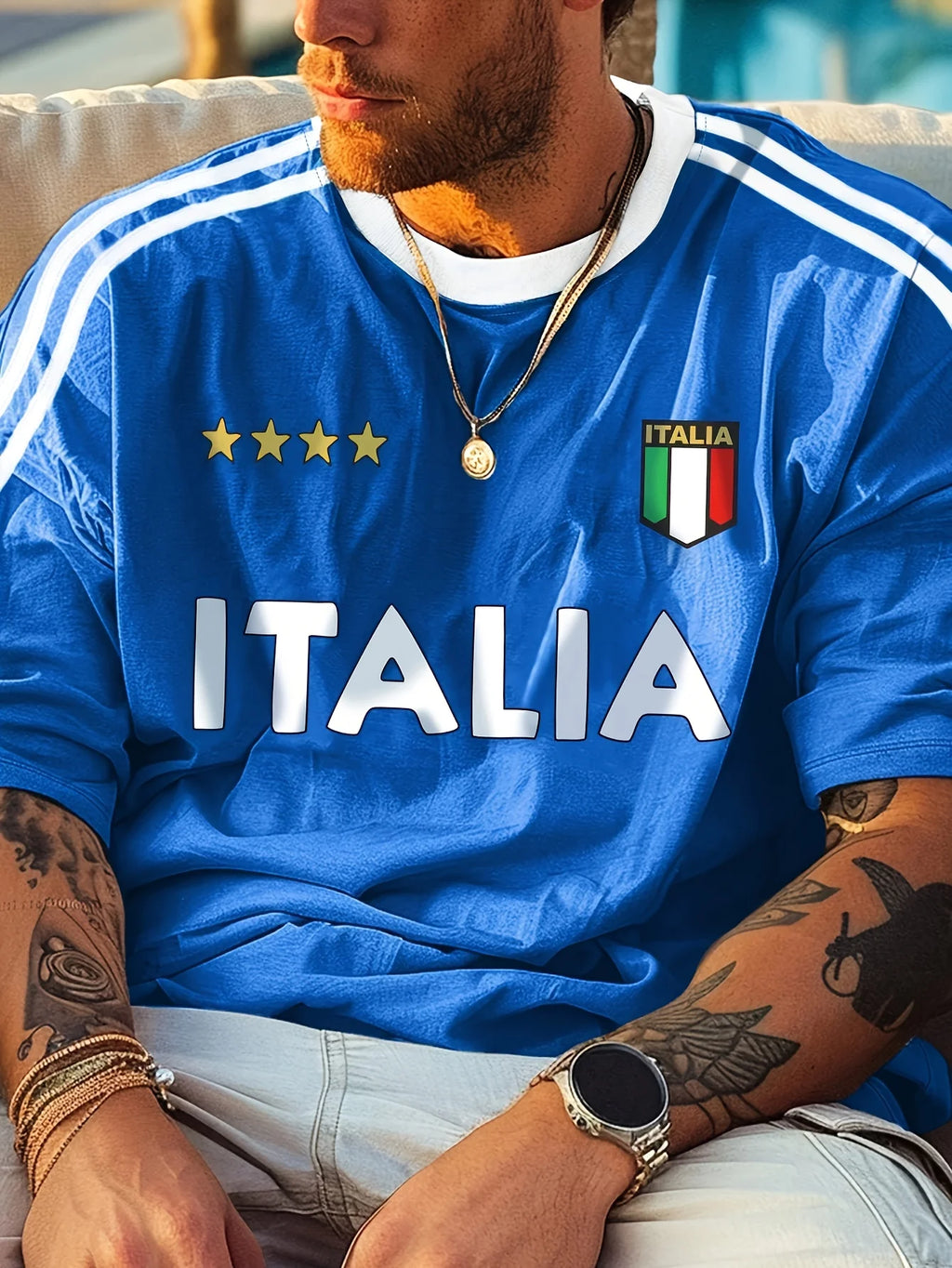 T-shirt stampata 3D casual ITALIA  in fibra di poliestere