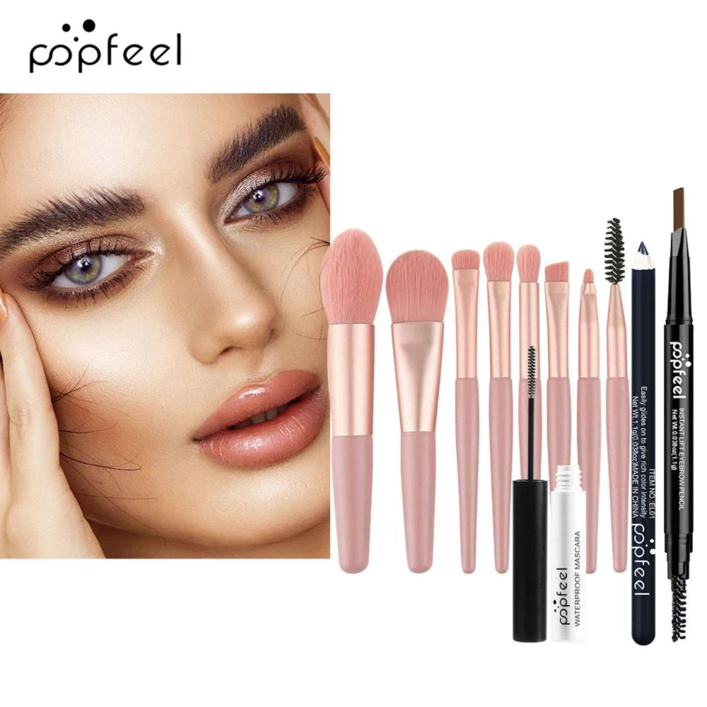POPFEEL Set per il trucco 40 colori di ombretti, Matita per sopracciglia, Eyeliner Pen, Mascara e set di pennelli