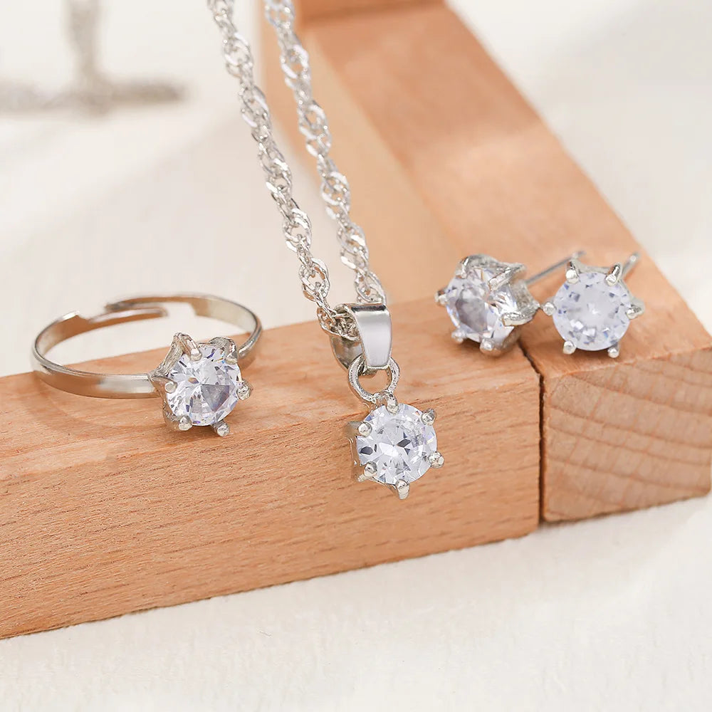 5 pezzi eleganti gioielli set anello collana braccialetto orecchini
