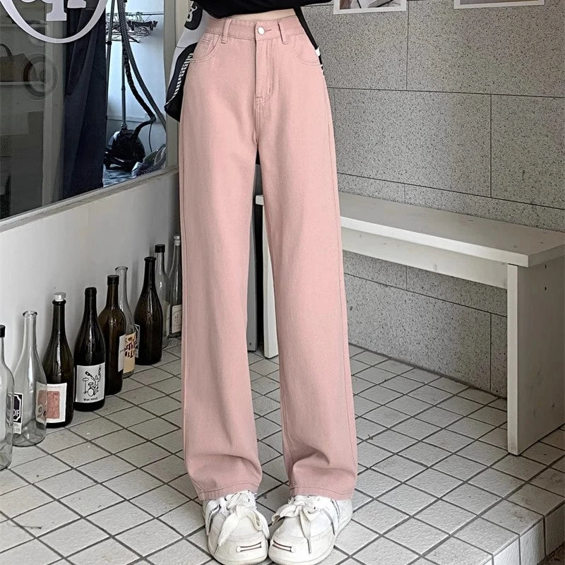 Jeans Donna Vintage Gamba Larga  Vita Alta