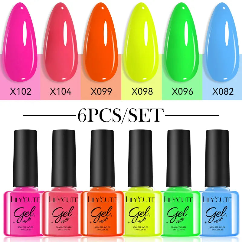 LILYCUTE 6Pcs/set 7ml Series Gel Smalto 125 Colori disponibili