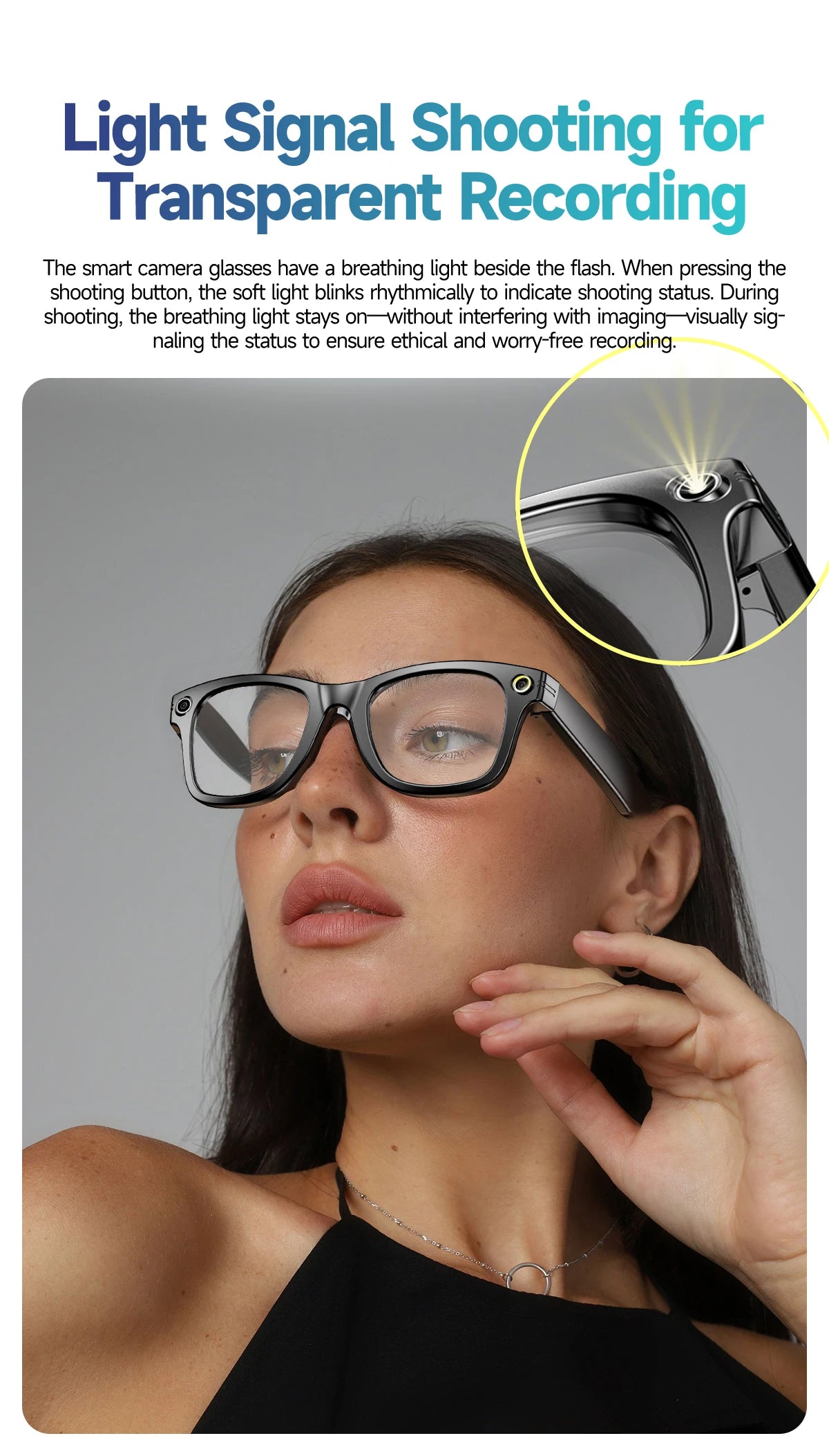 Nuova fotocamera da 800 W Occhiali AI Occhiali di traduzione intelligente che cambiano colore Foto Registrazione video Chiamata impermeabile Occhiali da sole intelligenti