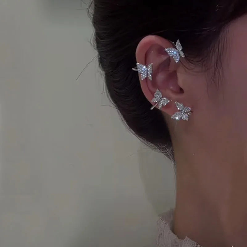 Clip per orecchie a farfalla in stile coreano senza piercing