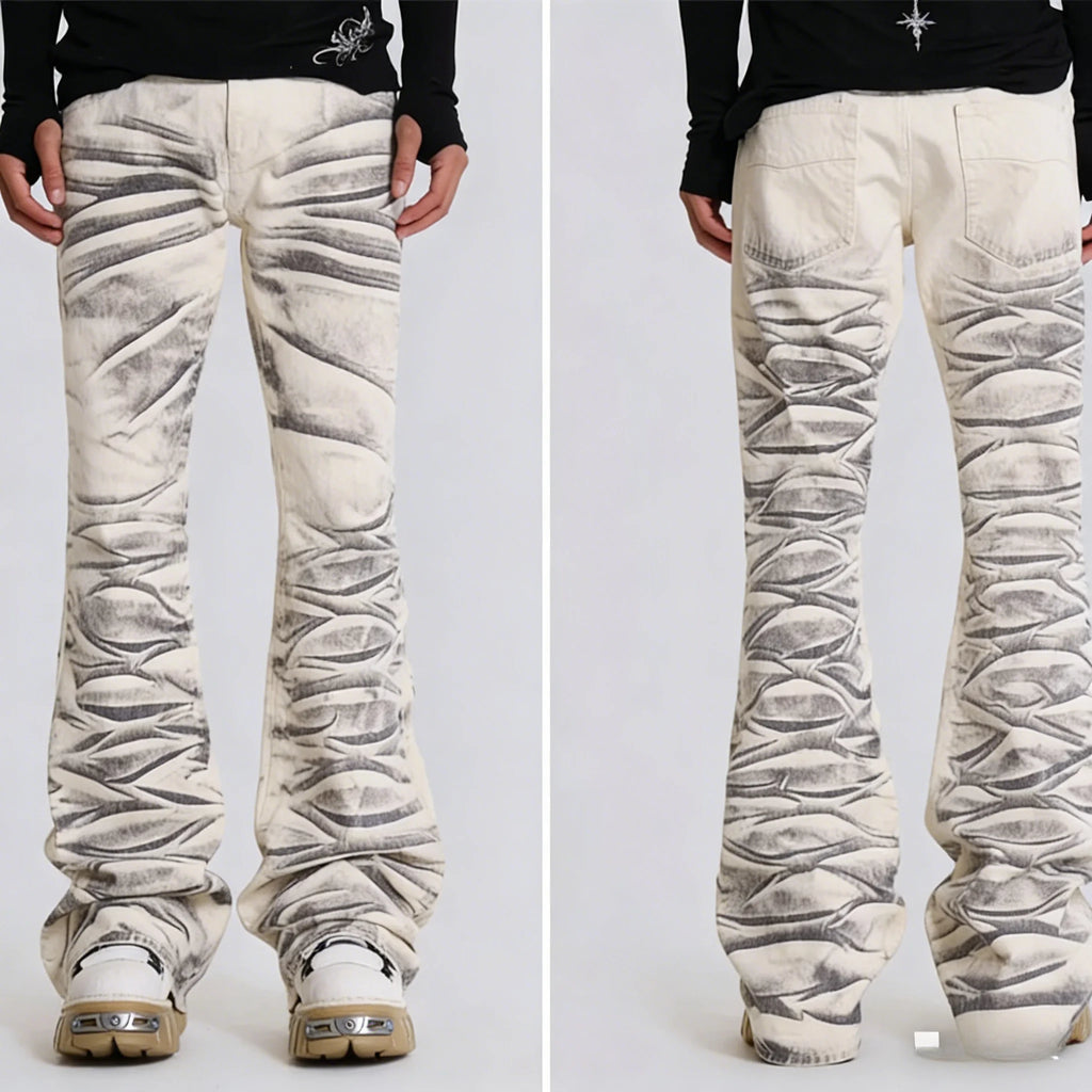 Jeans oversize Unisex a vita alta stampati Y2K Abbigliamento retrò americano Gothic Punk