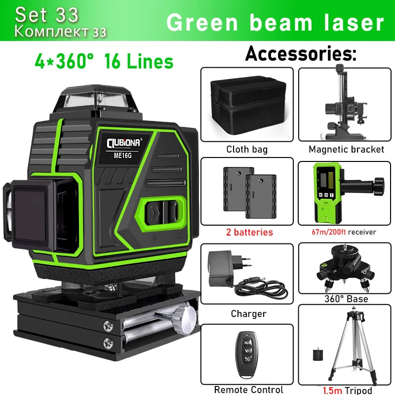 🇪🇸CLUBIONA 16/12 Laser autolivellante 3x360 Green beam Line Laser Level