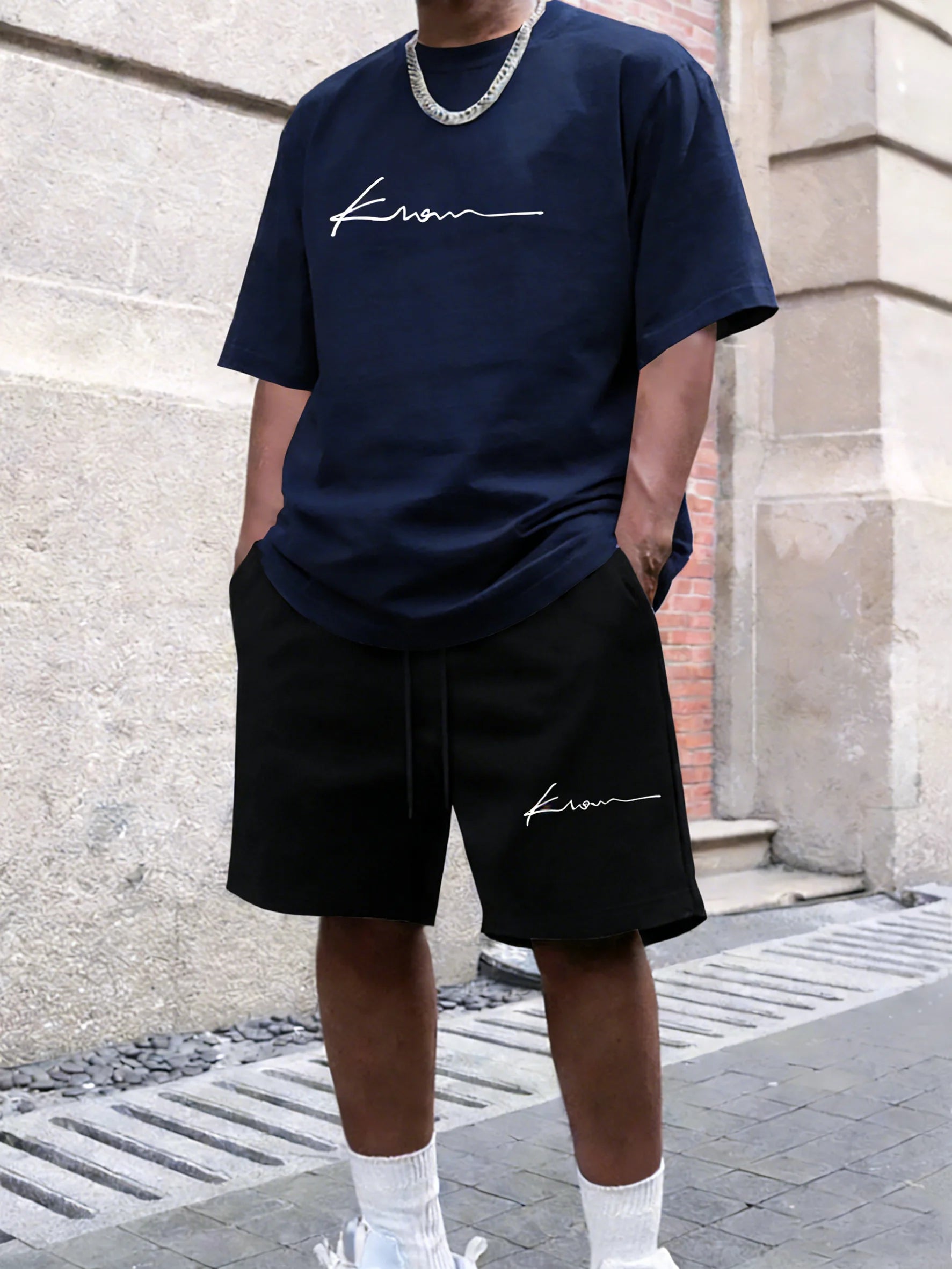 Set da uomo a maniche corte e pantaloncini 100% cotone