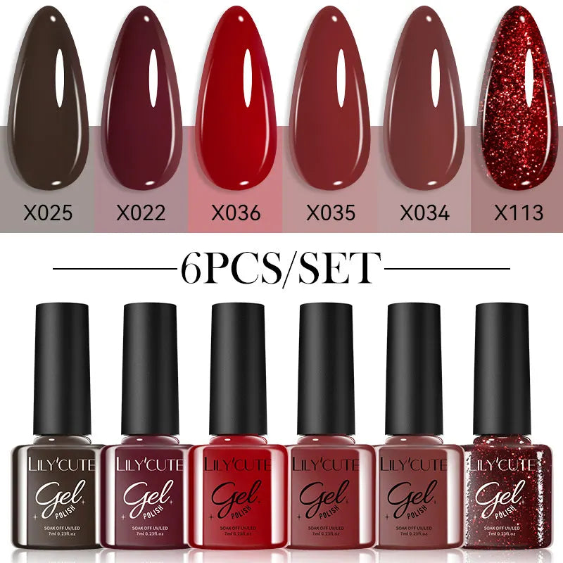 LILYCUTE 6Pcs/set 7ml Series Gel Smalto 125 Colori disponibili