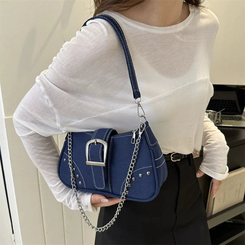 Borsa a tracolla in denim casual da donna
