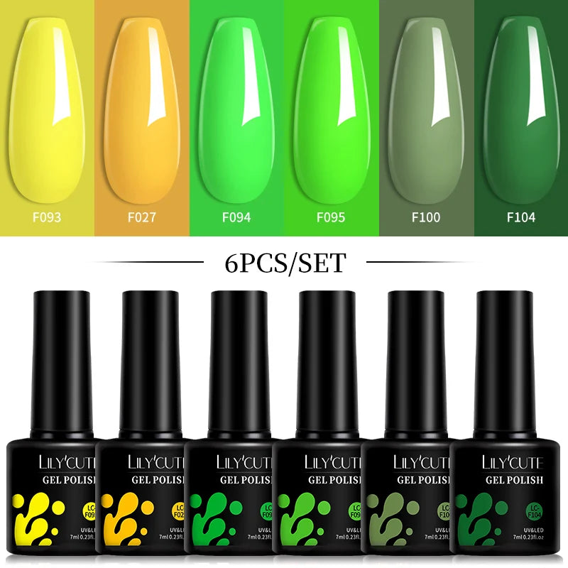LILYCUTE 6 pezzi/set 7ML Gel Smalto per unghie semitrasparente 30 varianti di colore