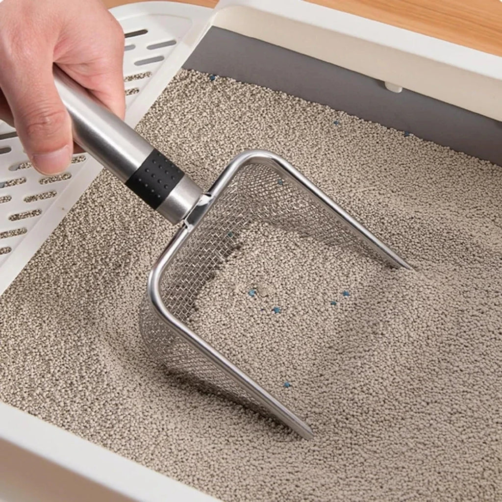 Lettiera per gatti in acciaio inossidabile - Durevole, facile da pulire, manico ergonomico, resistente alla ruggine, ideale per una rapida rimozione dei rifiuti