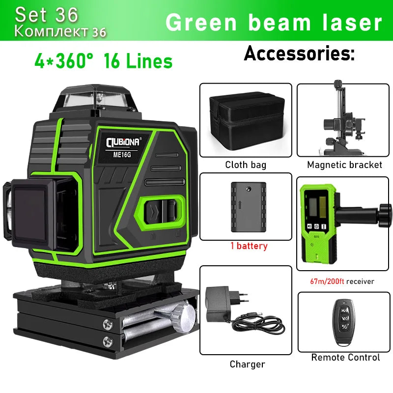🇪🇸CLUBIONA 16/12 Laser autolivellante 3x360 Green beam Line Laser Level