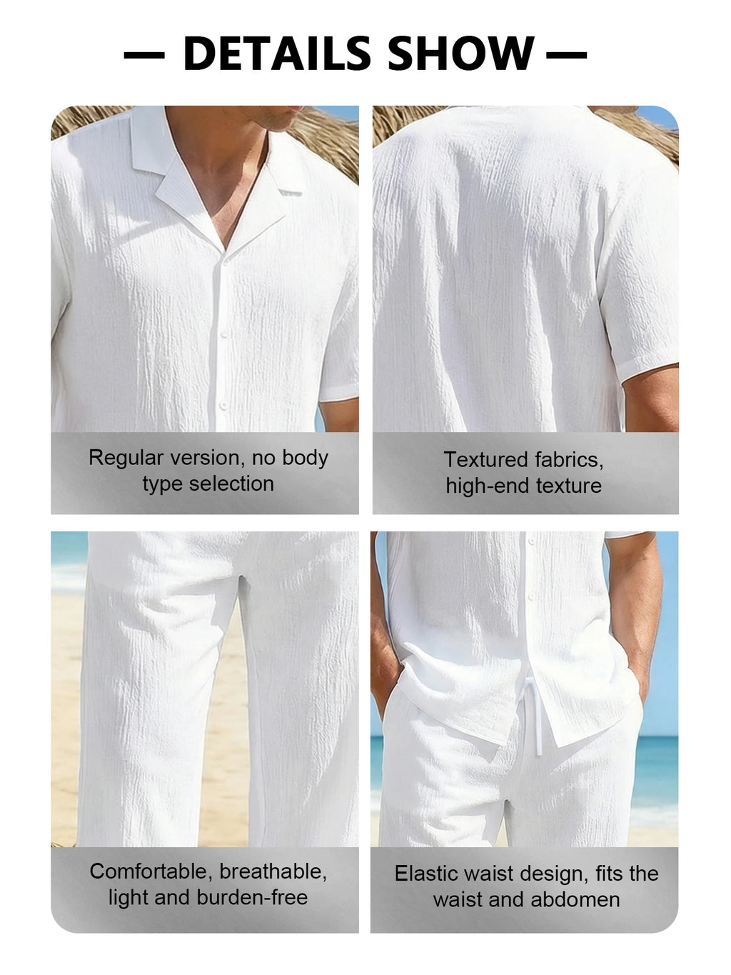Coordinato camicia+pantaloni in lino 3 colori