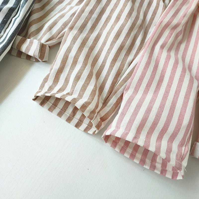 Pantaloni a righe in cotone di lino  per bambini