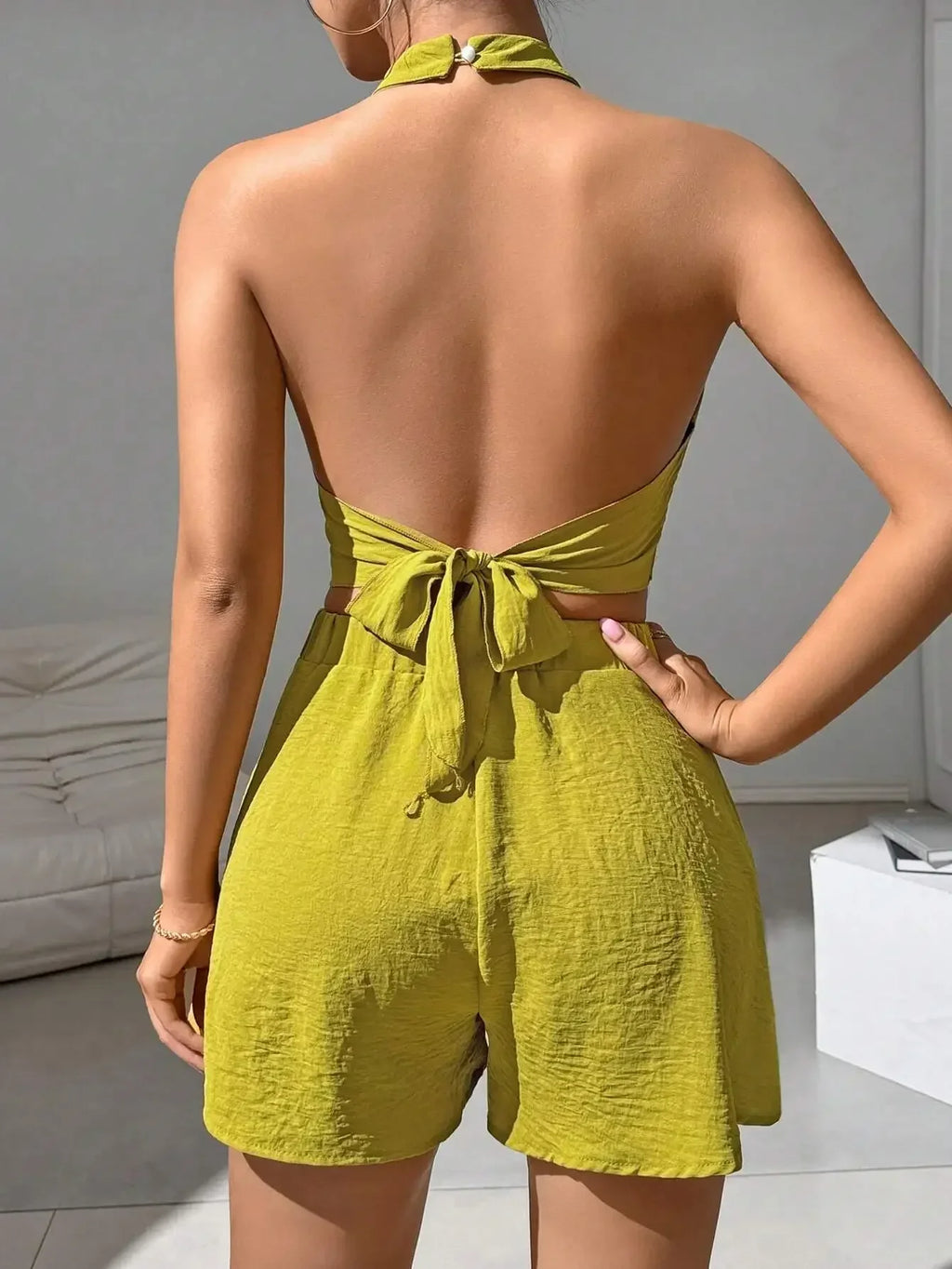 Set senza maniche Halter Shorts Set Donna Due Pezzi